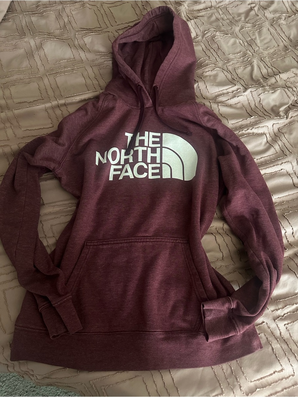 The North Face Women's Maroon Hoodie with White Logo